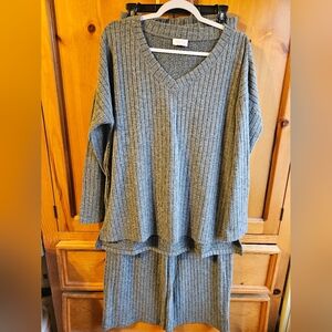 Pink Lily Charcoal Knit Lounge SET SIZE XL